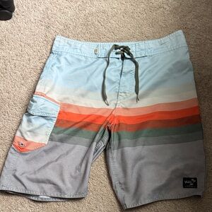 Vans Striped Blue and Orange Men's Board Shorts